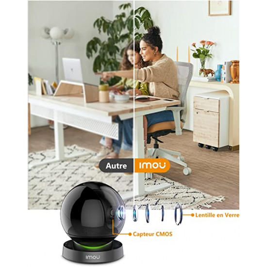 Caméra Surveillance WiFi Interieur Caméra 360° Connectée 1080P Dahua Imou Ranger Pro IPC-A26H avec carte mémoire 128Go