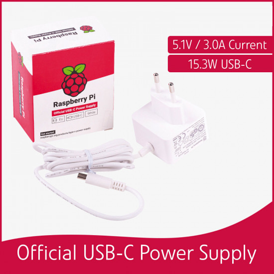 Alimentation USB-C Officiel Original Raspberry Pi 4 15.3W 5V 3A type-c Prise EU