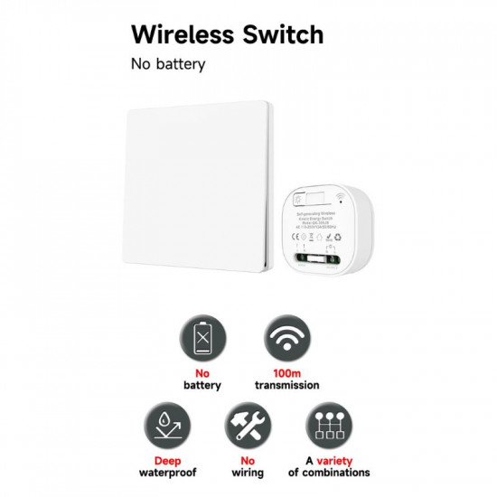 Module récepteur RF 433Mhz 220V compatible avec inrerrupteur cinétique sans pile GISF2703 