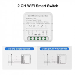 Module récepteur wifi mini switch double allumage avec neutre 10A compatible Tuya et Alexa Module récepteur wifi mini switch double allumage avec neutre 10A compatible Tuya et Alexa