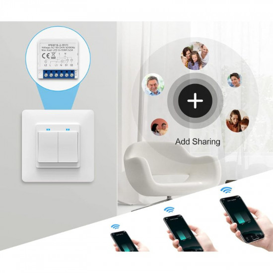 Module récepteur wifi mini switch double allumage avec neutre 10A compatible Tuya et Alexa Module récepteur wifi mini switch double allumage avec neutre 10A compatible Tuya et Alexa