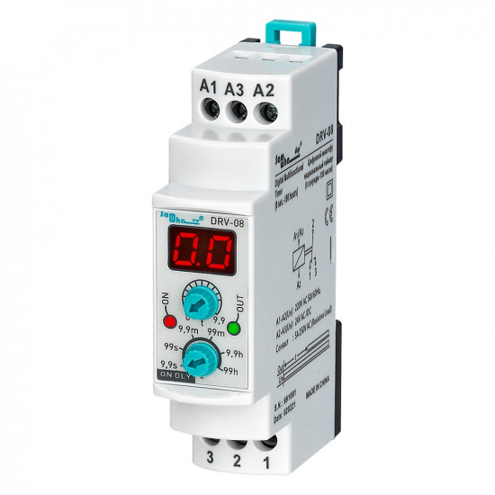 DRV-08 Digital Multifunction Timer Relay (0.1sec -100 hours) DRV-08 Digital Multifunction Timer Relay (0.1sec -100 hours)