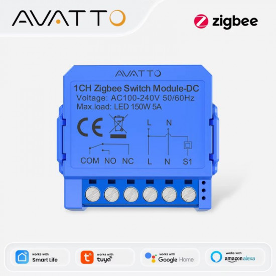 Module récepteur zigbee a contact sec DC 7-32V/ AC 110-240V avatto tuya ZWSM16-DC-1
