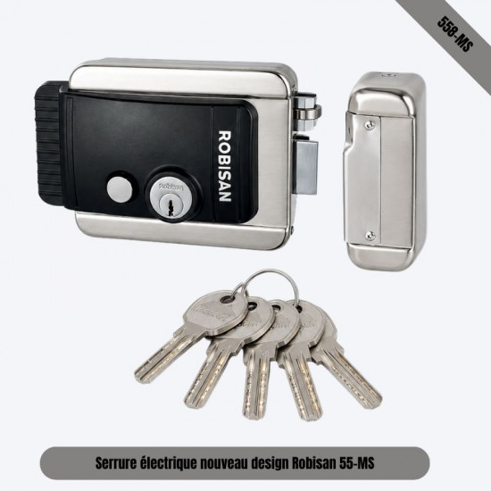 Serrure Électrique ROBISAN 558-MS Double Cylindre – Double Bobinage – Réversible Intérieur / Extérieur