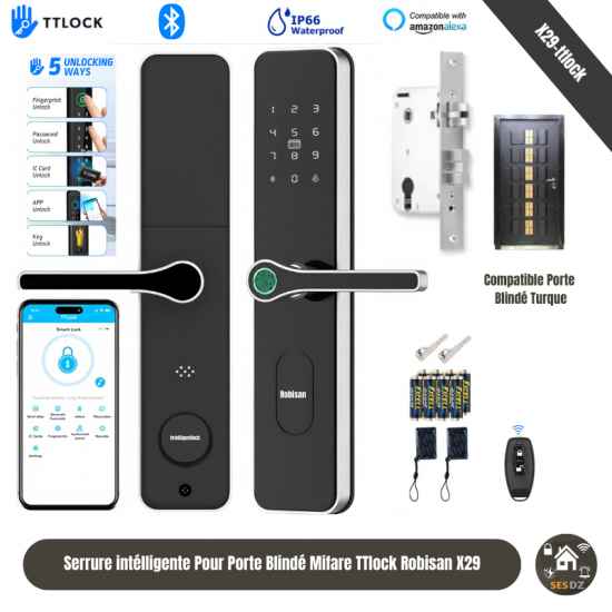 TTlock ROBISAN X29 Bluetooth Smart Biometric Lock turc door (Unlocking By Fingerprint, Code, App, Key and Mifare TAG) TTlock ROBISAN X29 Bluetooth Smart Biometric Lock turc door (Unlocking By Fingerprint, Code, App, Key and Mifare TAG)