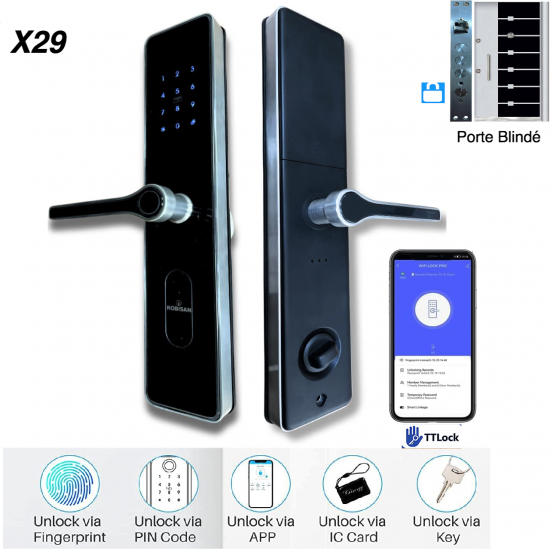 TTlock ROBISAN X29 Bluetooth Smart Biometric Lock (Unlocking By Fingerprint, Code, App, Key and Mifare TAG) TTlock ROBISAN X29 Bluetooth Smart Biometric Lock (Unlocking By Fingerprint, Code, App, Key and Mifare TAG)