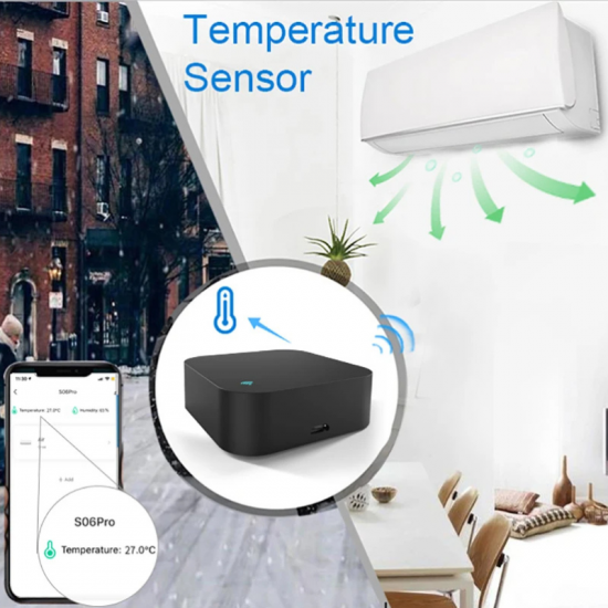 Télécommande universelle S06 Pro WIFI IR Tuya avec capteur température et humidité Télécommande universelle S06 Pro WIFI IR Tuya avec capteur température et humidité