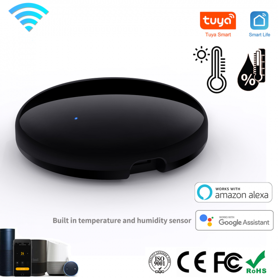 Universal IR Remote WiFi Tuya Smart S08 pro With Temperature Humidity Sensor for Air Conditioner TV AC Works with Alexa,Google Home Universal IR Remote WiFi Tuya Smart S08 pro With Temperature Humidity Sensor for Air Conditioner TV AC Works with Alexa,Google Home