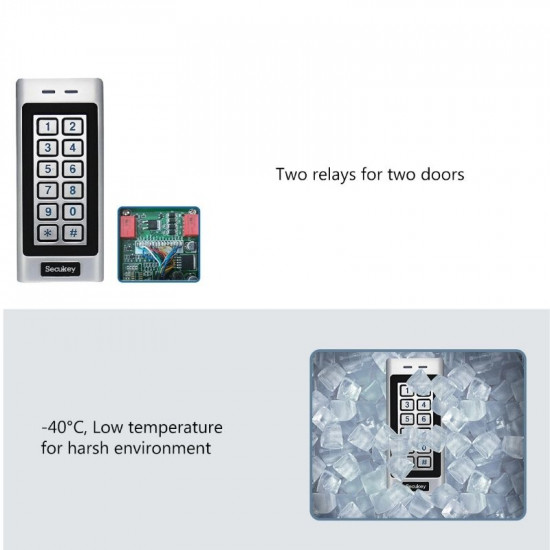 Clavier de Contrôle d’Accès Digicode RFID Métal Étanche avec 2 Relais pour 2 Portes Secukey A4 Clavier de Contrôle d’Accès Digicode RFID Métal Étanche avec 2 Relais pour 2 Portes Secukey A4