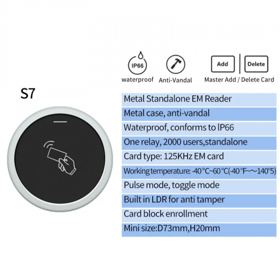 Mini contrôle d'accès intelligent application Tuya Bluetooth étanche IP66 secukey S7-BLE Mini contrôle d'accès intelligent application Tuya Bluetooth étanche IP66 secukey S7-BLE