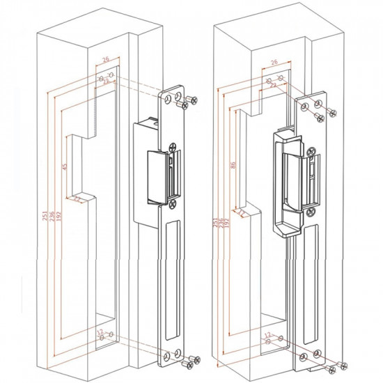 serrure électrique encastré pour porte aluminium 