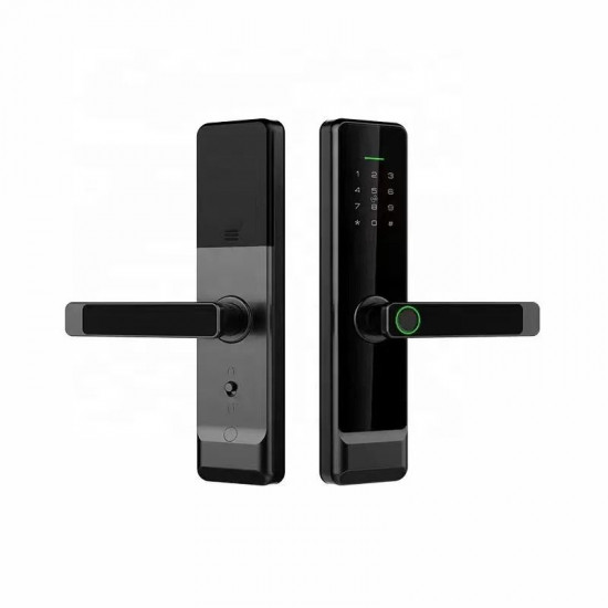 Serrure intelligente biomértique finition Black-black TTLock Bluetooth – Empreinte, Code, Carte MIFARE – Mortaise 5050 