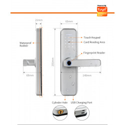 serrure de porte  intelligente étanche avec empreinte digitale X5TUYA_silver serrure de porte  intelligente étanche avec empreinte digitale X5TUYA_silver