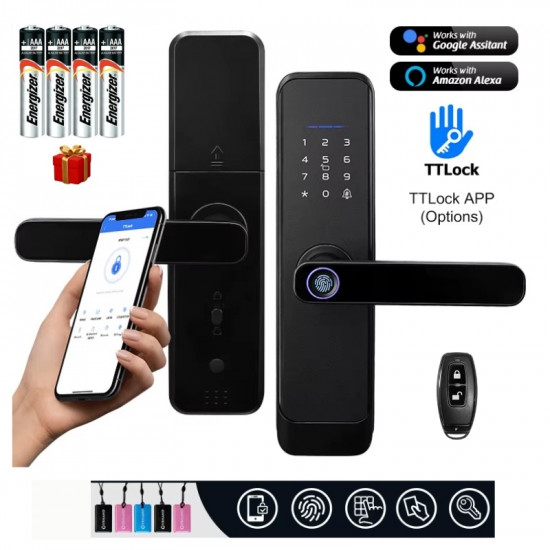 serrure intelligente biométrique à empreinte digitale , code , carte et application Ttlock bluetooth