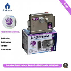 Serrure électrique chromé avec pêne de sécurité additionnelle  ROBISAN 758-MS
