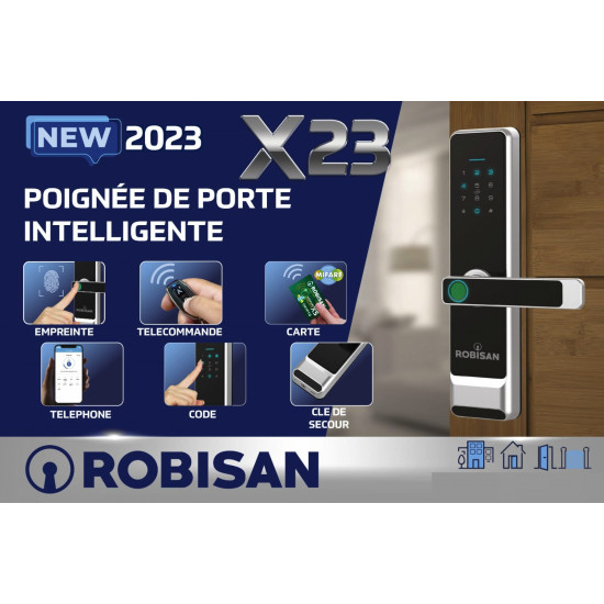 Serrure Biométrique Intelligent Bluetooth TTlock ROBISAN X23 ( Deverrouillage Par Empreinte , Code , App , Clée et TAG Mifare )
