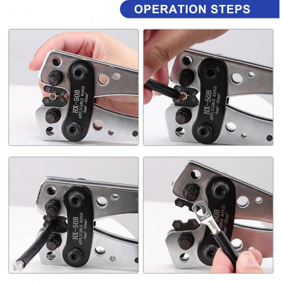 Pince à sertir hexagonale 6-50 mm2 10-1 AWG  LX-50B , XH-50B