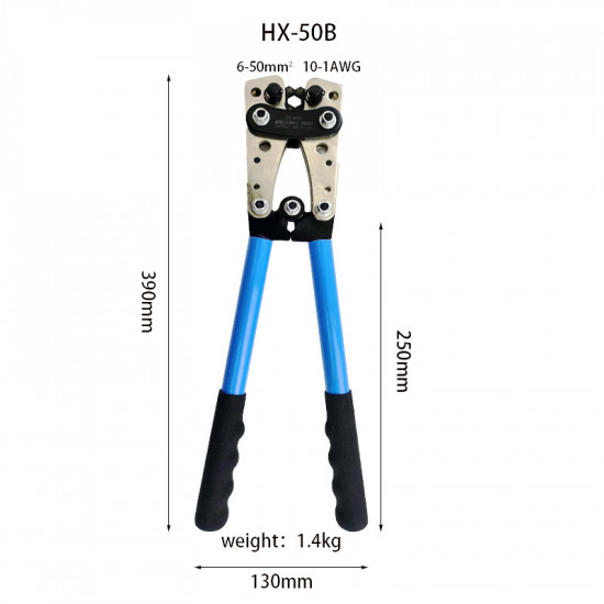 Pince à sertir hexagonale 6-50 mm2 10-1 AWG  LX-50B , XH-50B