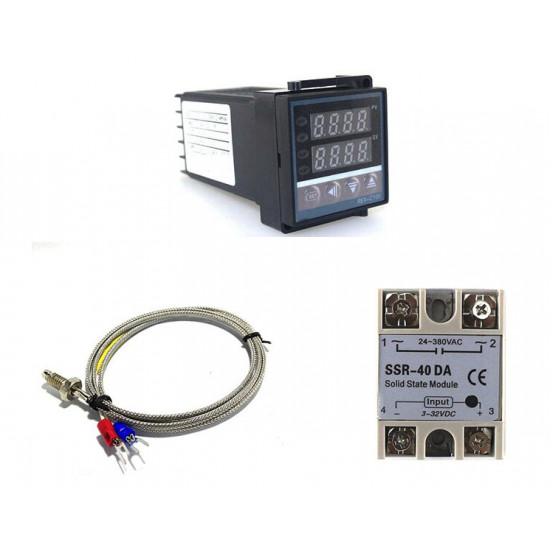 Dual Digital PID Temperature Controller Thermostat Kit REX-C100 with SSR-40DA heat sink quality K probe Thermocouple Dual Digital PID Temperature Controller Thermostat Kit REX-C100 with SSR-40DA heat sink quality K probe Thermocouple