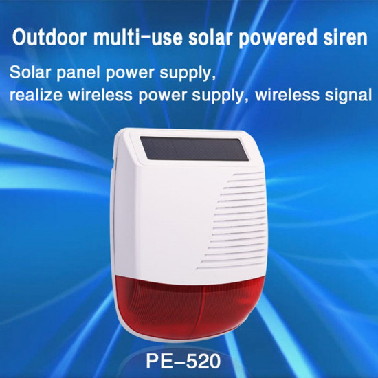 Outdoor siren with solar charge for wireless wifi gsm PGST alarm system