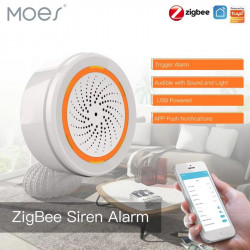 sirène intelligente Tuya ZigBee, capteur 90db avec son et lumière Moes ZSS-LO-SLA-U