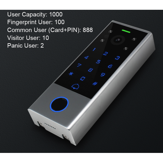 Clavier tactile de contrôle d'accès et IP visiophone étanche avec empreinte digitale compatible Tuya secukey Vcontrol 3-F