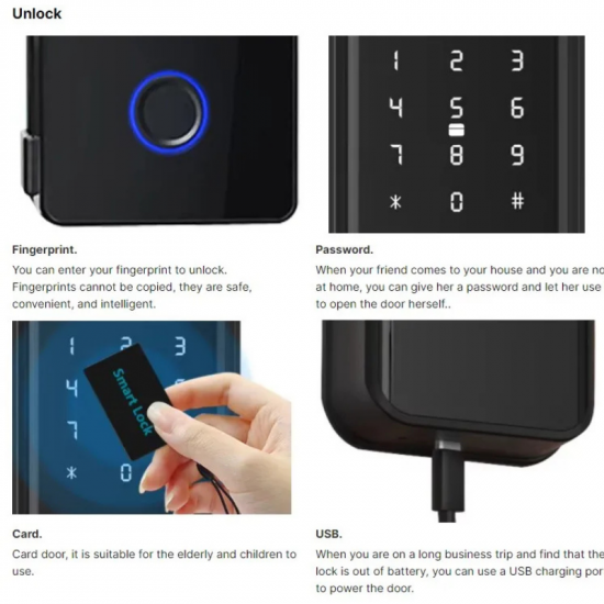 serrure de porte en verre électronique intelligente empreinte digitale mot de passe carte-clé électronique avec application Ttlock GL5T