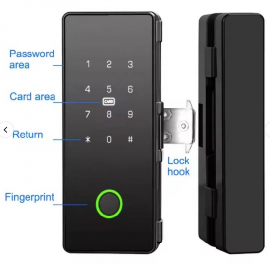 serrure de porte en verre électronique intelligente empreinte digitale mot de passe carte-clé électronique avec application Ttlock GL5T