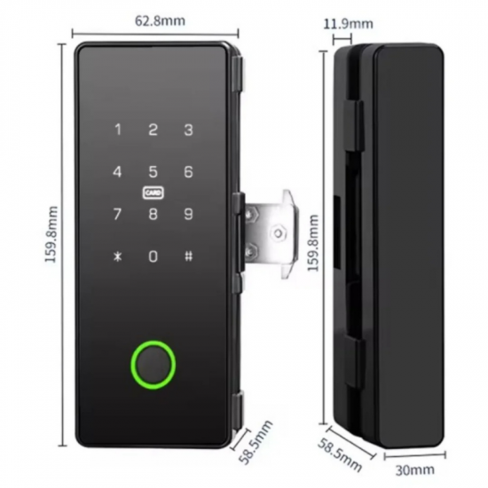 serrure de porte en verre électronique intelligente empreinte digitale mot de passe carte-clé électronique avec application Ttlock GL5T