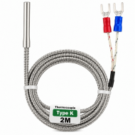 Sonde de température thermocouple Type K – Câble 2 mètres – Gaine métallique tressée