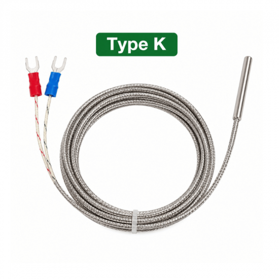 Sonde de température thermocouple Type K – Câble 2 mètres – Gaine métallique tressée