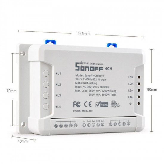 SONOFF 4CH R2 SMART SWITCH 4 CHANNELS 433MHz 2.4G WIFI SONOFF 4CH R2 SMART SWITCH 4 CHANNELS 433MHz 2.4G WIFI