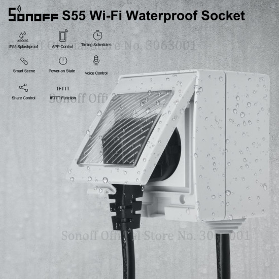 SONOFF S55 Waterproof IP55 Wifi Smart Power Socket SONOFF S55 Waterproof IP55 Wifi Smart Power Socket