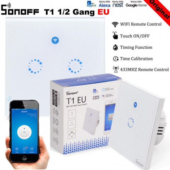SONOFF T1 EU 1 VOIE INTERRUPTEUR TACTILE WIFI INTELLIGENT SONOFF T1 EU 1 VOIE INTERRUPTEUR TACTILE WIFI INTELLIGENT