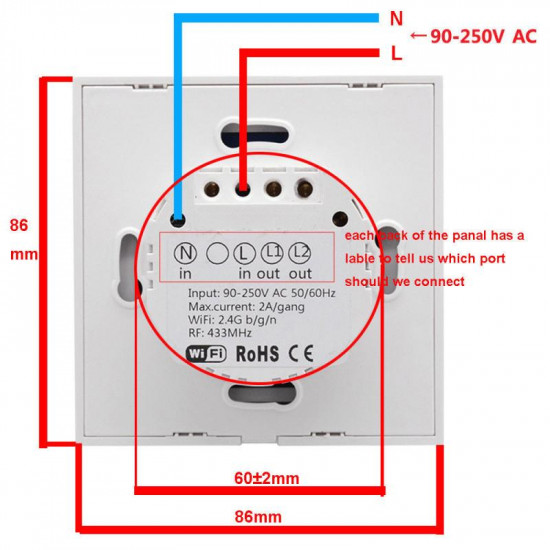 SONOFF T1 EU 1 VOIE  INTERRUPTEUR TACTILE WIFI INTELLIGENT