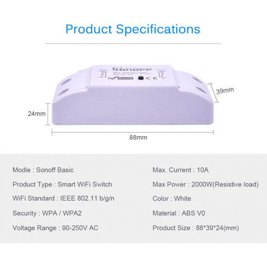 ITEAD Sonoff Basic WiFi Smart Switch Wireless Home Automation ITEAD Sonoff Basic WiFi Smart Switch Wireless Home Automation
