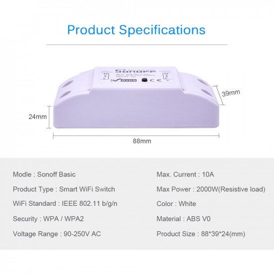 Sonoff Basic-interrupteur intelligent, commutateur sans fil wifi