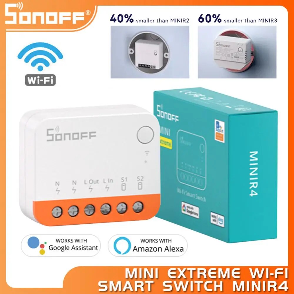 SONOFF MINIR4 WIFI Interrupteur Sans Fil, 2 Voies Interrupteur