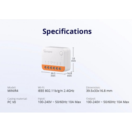 Mini switch wifi SONOFF MINI R4 application Ewelink compatible Alexa et GoogleHome Mini switch wifi SONOFF MINI R4 application Ewelink compatible Alexa et GoogleHome