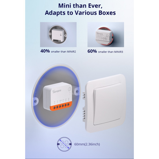 Mini switch wifi SONOFF MINI R4 application Ewelink compatible Alexa et GoogleHome Mini switch wifi SONOFF MINI R4 application Ewelink compatible Alexa et GoogleHome