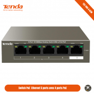 Commutateur ( switch ) PoE  Ethernet 5 ports avec 4 ports PoE TENDA TEG 1105-4-63W Commutateur ( switch ) PoE  Ethernet 5 ports avec 4 ports PoE TENDA TEG 1105-4-63W