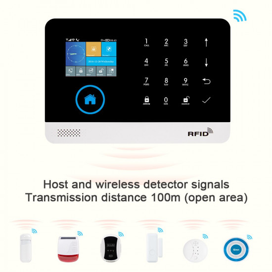 système d'alarme de sécurité de maison sans fil  wi-fi, GSM, RFID, TFT