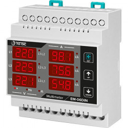 MODULAR ELECTRONIC MULTIMETER: VOLTMETER + AMMETER + DIGITAL FREQUENCY METER ON DIN RAIL TENSE EM06-DIN