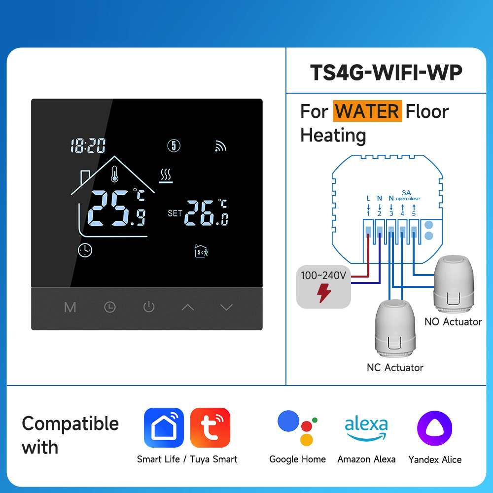 Thermostat de commande de chauffage sans fil avec application Tuya et  technologi