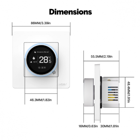 Thermostat Intelligent Zigbee 3.0 pour Plancher Chauffant Électrique 16A – Tuya MOES Star Ring ZHT-SR-GB-WH-MS