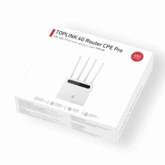 Routeur 4G Modem LTE Sans-fil 4 antennes 450Mbps WiFi6 TOPLINK CPE Pro Routeur 4G Modem LTE Sans-fil 4 antennes 450Mbps WiFi6 TOPLINK CPE Pro