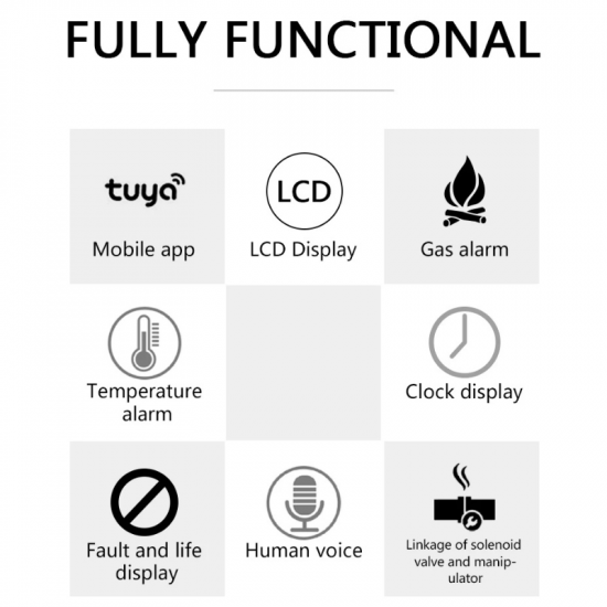 Détecteur de fuite de gaz naturel WiFi Tuya avec fonction température et ecran LCD Détecteur de fuite de gaz naturel WiFi Tuya avec fonction température et ecran LCD