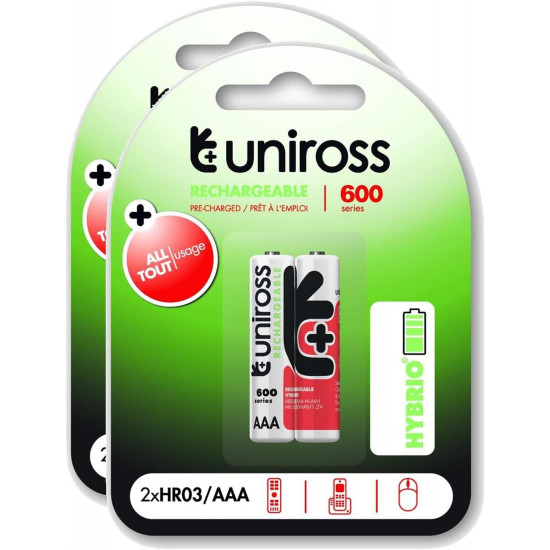 PILE RECHARGEABLE AAA LR3 X2  UNIROSS série Hybrio 600 HR03