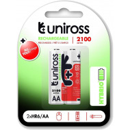 Piles Rechargeables  AA/HR6 2100 NIMH UNIROSS HYBRIO, 1.2V Piles Rechargeables  AA/HR6 2100 NIMH UNIROSS HYBRIO, 1.2V