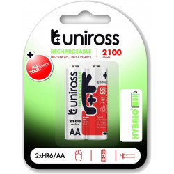 Piles Rechargeables  AA/HR6 2100 NIMH UNIROSS HYBRIO, 1.2V Piles Rechargeables  AA/HR6 2100 NIMH UNIROSS HYBRIO, 1.2V